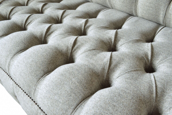 Chesterfield Einsitzer Canapé Sëtz Still Couch Gepolstert Sëtzmiwwel Textil Stoff.