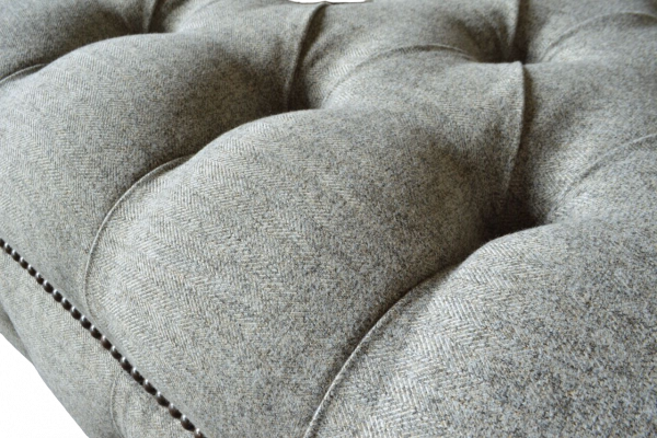 Chesterfield Einsitzer Canapé Sëtz Still Couch Gepolstert Sëtzmiwwel Textil Stoff.