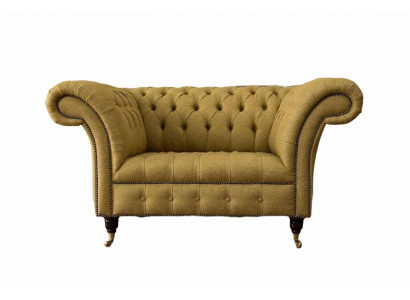 Chesterfield Fotell Design Polstersofa Couch Braun Textil Miwwelen Nei
