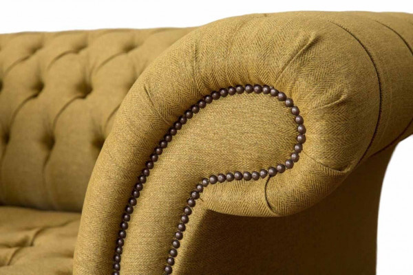 Chesterfield Fotell Design Polstersofa Couch Braun Textil Miwwelen Nei