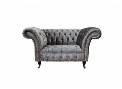 Chesterfield Sëtzgruppen Design Polster Sofa Couch Chesterfield Textil Sëlwer