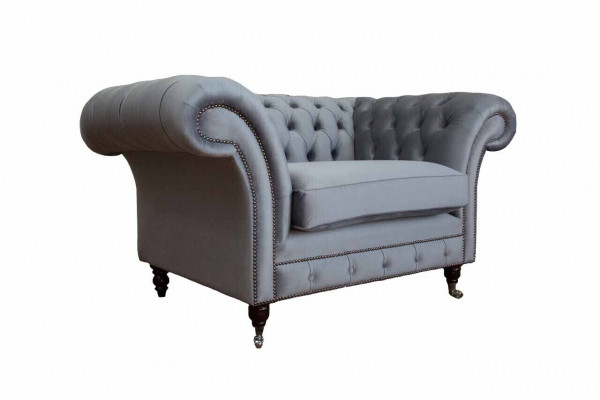 Design Chesterfield Stoff Couch Fotell 1 Sëtzer Polster Sofas Lounge Neit