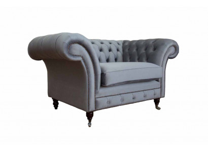 Design Chesterfield Stoff Couch Fotell 1 Sëtzer Polster Sofas Lounge Neit