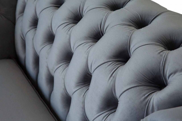 Design Chesterfield Stoff Couch Fotell 1 Sëtzer Polster Sofas Lounge Neit