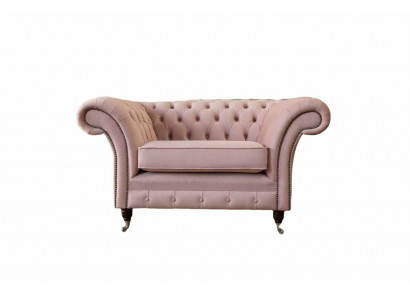 Chesterfield Design Sessell Rosa Polster Luxus Textil Couche 1-Sëtzer