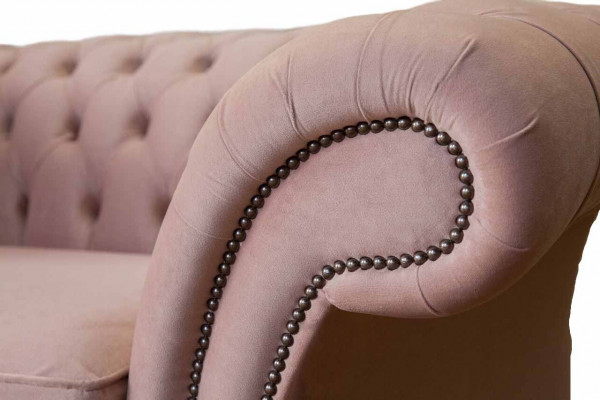 Chesterfield Design Sessell Rosa Polster Luxus Textil Couche 1-Sëtzer