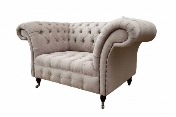 Chesterfield Textil gepolstert Fauteuil 1 Sëtzer Sofas Design Luxus Stoffsiedel.