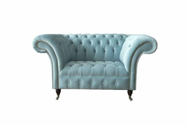 Chesterfield Fauteuil Türkis Gepolstert Sofa 1-Sëtz Design Gepolstert Nei