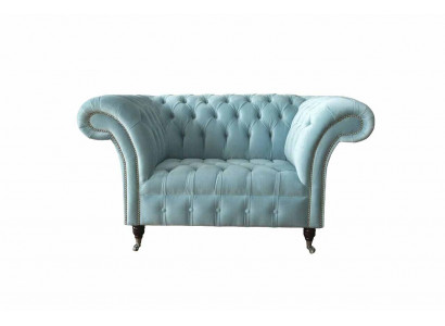 Chesterfield Fauteuil Türkis Gepolstert Sofa 1-Sëtz Design Gepolstert Nei