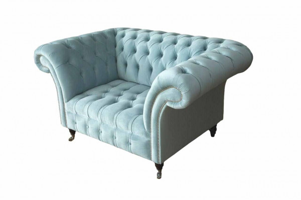 Chesterfield Fauteuil Türkis Gepolstert Sofa 1-Sëtz Design Gepolstert Nei