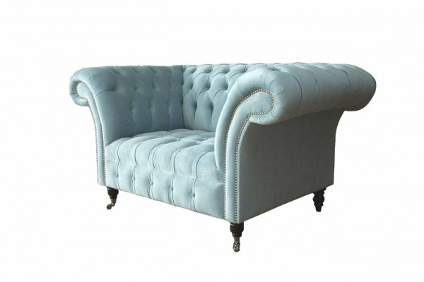 Chesterfield Fauteuil Türkis Gepolstert Sofa 1-Sëtz Design Gepolstert Nei