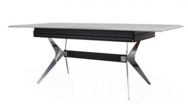 Luxus Iesszëmmer Schwaarz-Grauen Iessdësch mat 6 Still an engem Sideboard, Iessgruppen Set aus 9 Deeler.