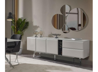 Sideboard mat Spigel Kommode Wäiss Konsooldësch Dësch Modern Holz Set