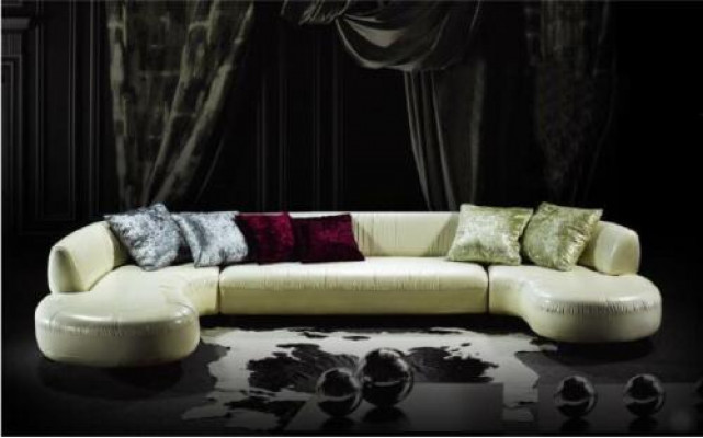 Chesterfield Ecksofa U-Form Luxus Couch Ledersofa Canapéë Wäiss Modern