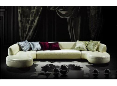 Chesterfield Ecksofa U-Form Luxus Couch Ledersofa Canapéë Wäiss Modern