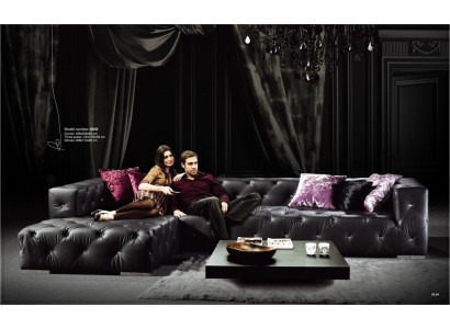 Ecksofa L-Form Chesterfield Luxus Sofa Schwaarz Canapé Ledersofa