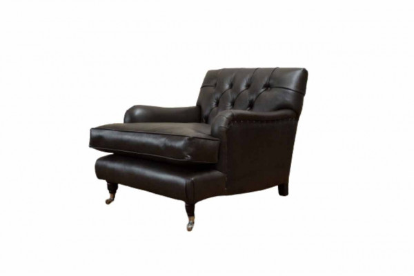 Designer Fotell 1 Sëtz Braun Lieder Textil Luxus Sofa Chesterfield