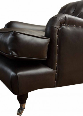 Designer Fotell 1 Sëtz Braun Lieder Textil Luxus Sofa Chesterfield