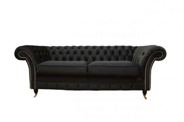 Chesterfield Sofa 3 Sëtzer Couch Polster Luxus Textil Canapéen Sofas