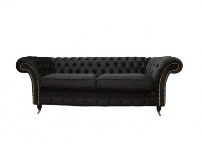 Chesterfield Sofa 3 Sëtzer Couch Polster Luxus Textil Canapéen Sofas