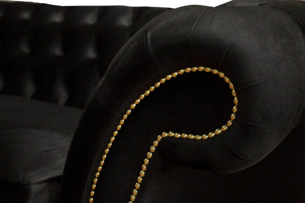 Chesterfield Sofa 3 Sëtzer Couch Polster Luxus Textil Canapéen Sofas