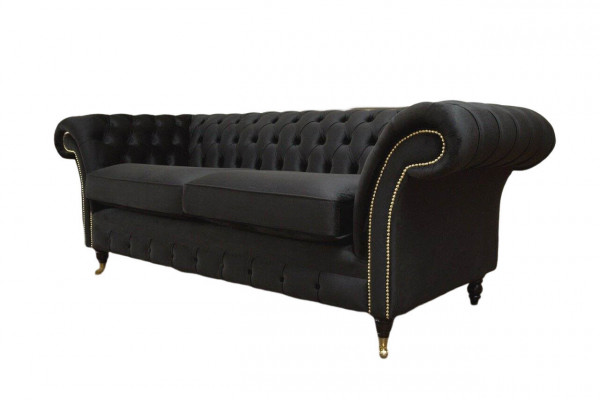 Chesterfield Sofa 3 Sëtzer Couch Polster Luxus Textil Canapéen Sofas