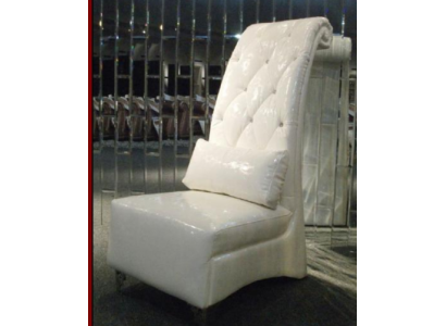 Luxus Fautueil Chesterfield Kënschtleeder 1 Sëtz Wäiss Fautueil Lounge
