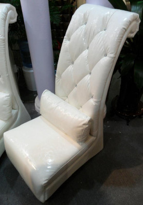 Luxus Fautueil Chesterfield Kënschtleeder 1 Sëtz Wäiss Fautueil Lounge