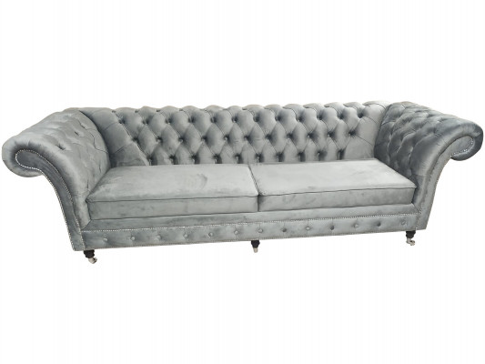 Chesterfield Sofa 3 Sëtzer Canapé Textil Stëff Couchen Sofas Polster 230cm