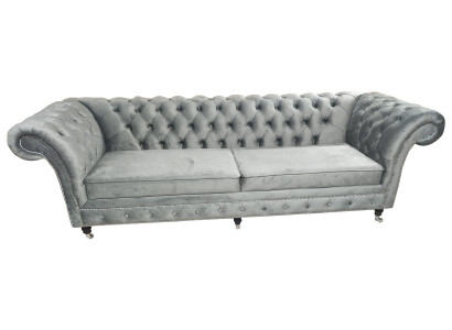 Chesterfield Sofa 3 Sëtzer Canapé Textil Stëff Couchen Sofas Polster 230cm