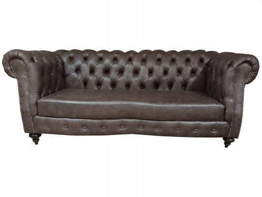 Sofa 3 Sëtz Chesterfield Canapé Echtlieder Sofas Brong Canapéen Miwwelen