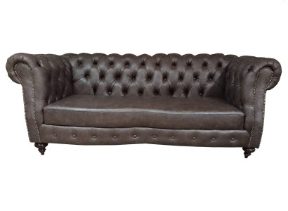 Sofa 3 Sëtz Chesterfield Canapé Echtlieder Sofas Brong Canapéen Miwwelen