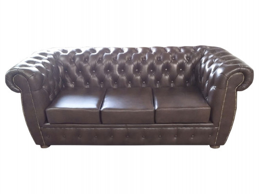 Chesterfield Sofa Ledersofa Couch 3 Sëtzer Original Bruin Sofas