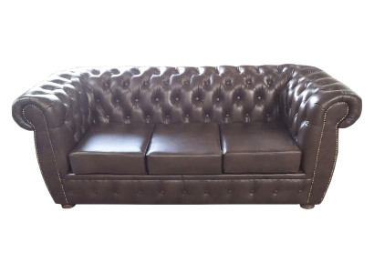 Chesterfield Sofa Ledersofa Couch 3 Sëtzer Original Bruin Sofas