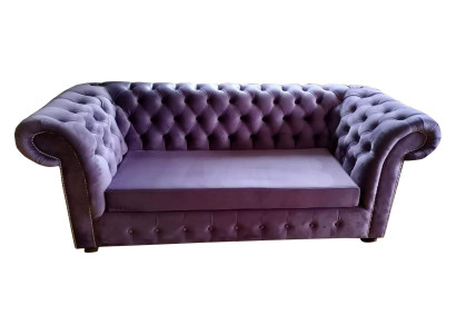 Chesterfield Sofa Drësëtzer Sofas Canapé Polster Textil Lila Canapéë Samt
