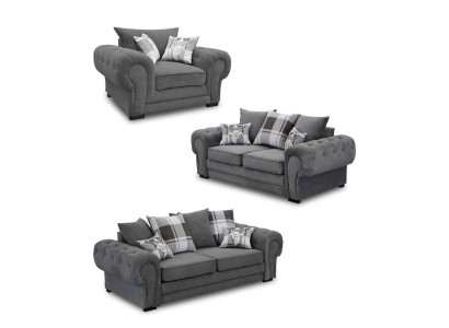 Chesterfield-Sofagarnitur 3+2+1, Wohnzimmermöbel aus Stoff am italienesche Stil