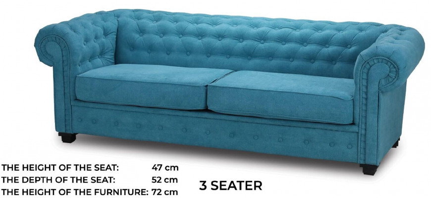 Chesterfield Canapé Setzt Couch Polster Miwwels Set Garnitur 3+2+1 Turkis