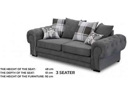 Dräi-Sëtzer Canapé Polster Miwwelen Samt Canapé Stoff Sofa 224cm Canapéën