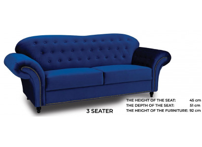 Dräisëtzer Couche Textil Blo Sofa Këssen Miwwelen Ariichtung Sofaen Couchen