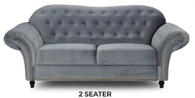 Zweesëtzer Gro Chesterfield Couch Polster Miwwelen Stoff Couchen Sofen Textil