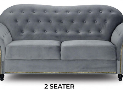 Zweesëtzer Gro Chesterfield Couch Polster Miwwelen Stoff Couchen Sofen Textil