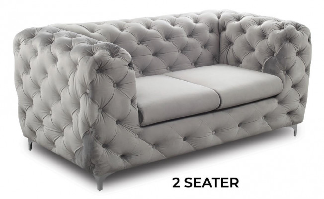 Chesterfield Sëtz Stoff Textil Couch Zweesëtzer Sofa 2 Sëtz Design Sofaen