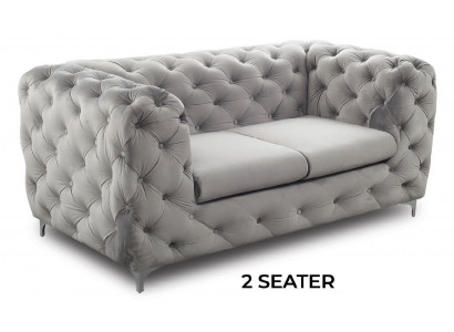 Chesterfield Sëtz Stoff Textil Couch Zweesëtzer Sofa 2 Sëtz Design Sofaen