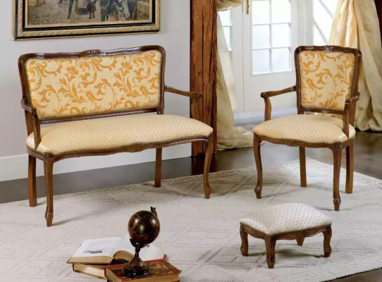 Elegant klassesch Design Sëtzgrupp Polsterméiwer Design Sëtzbank Hocker Still