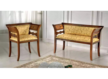 Designer Sitzgarnitur Polsterbank Luxus Sitzmöbel Stoff Stull 2+1 Sëtz
