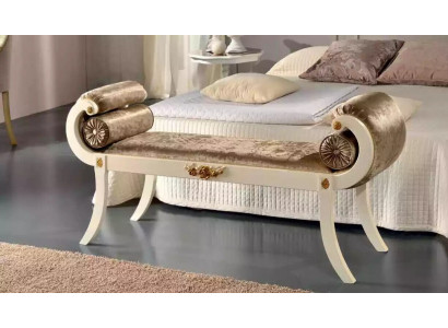 Klassesch beige gepolstert Bank Sëtzbanken Sëtzmiwwel Designer Holzmöbel