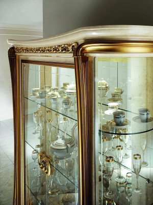 Vitrin Vitrinen Schaf Glasschaf Wunnzëmmer Regal Rokoko Barock Echt Holz
