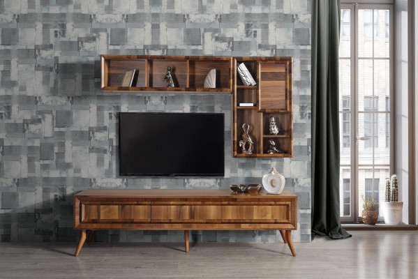 Iesszëmmer Set Iessdësch 4 Still Komoud Dëscher Holz Design Grupp Garnitur 6tlg