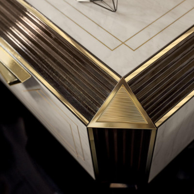 Iesszëmmer Set 10tlg. Garnitur Vitrin Dësch 6x Stull Anriicht Spigel Miwwel Holz