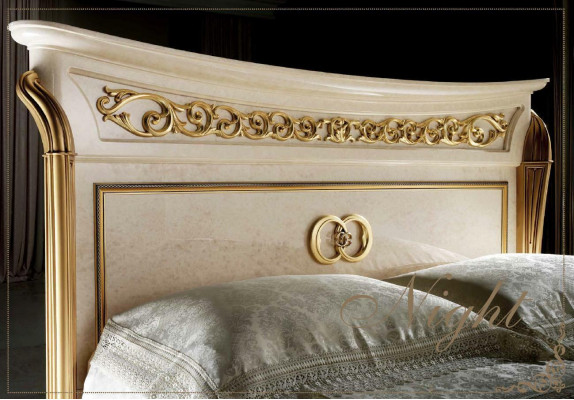 Schlofzëmmer Set Barock Rokoko Bett Nuetsdësch Kommode Spigel Hocker Nei